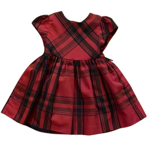 Ralph Lauren Red Tartan Plaid Formal Dress Baby Size 12 Months Short Holiday - Picture 1 of 8